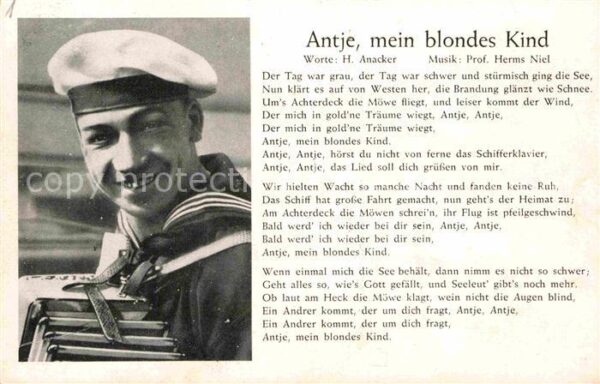 Liederkarte Antje mein blondes Kind Matrose