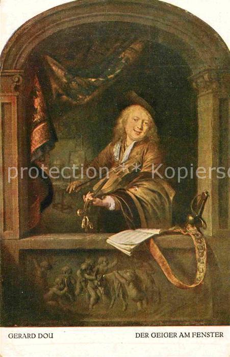 Kuenstlerkarte Gerard Dou Der Geiger am Fenster