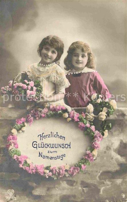 Foto HB Nr. 7665/2 Namenstag Kinder Blumen