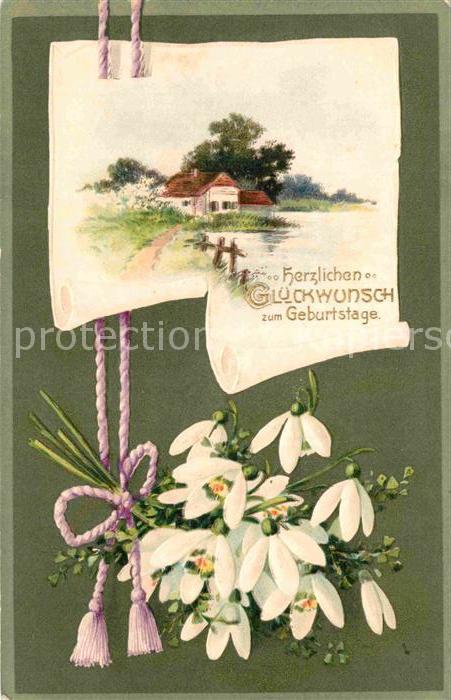 Geburtstag Schneeglöckchen Litho