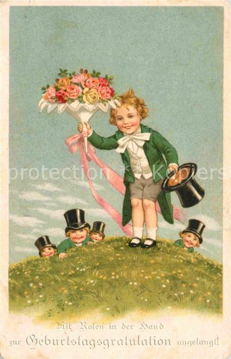 Geburtstag Kinder Zylinder Blumenstrauss Rosen
