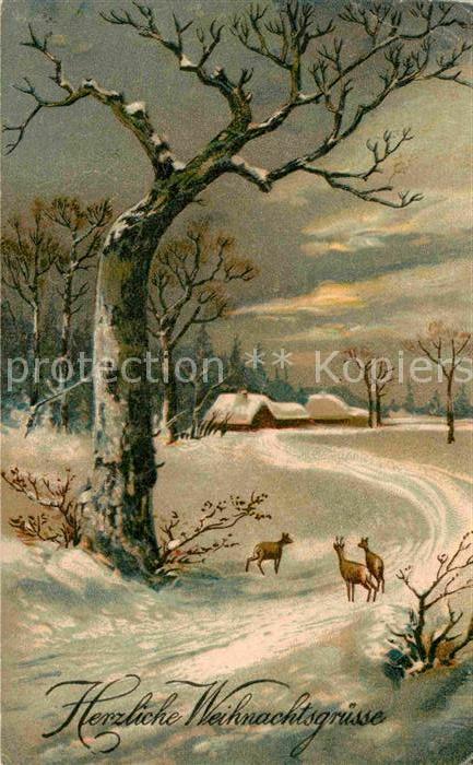 Weihnachten Winterlandschaft Rehe