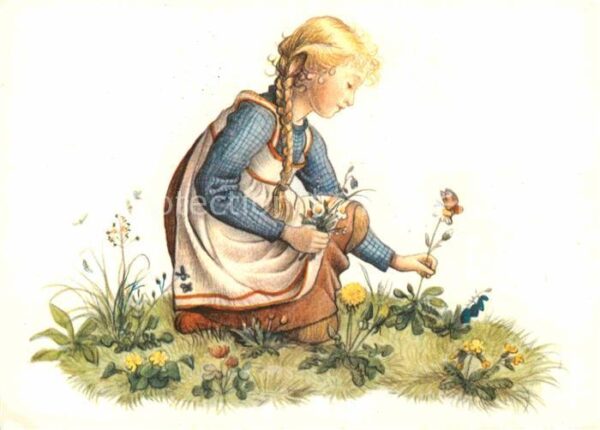 Kinder Child Enfants Blumen Schmetterling Kinderskizze H. Sp