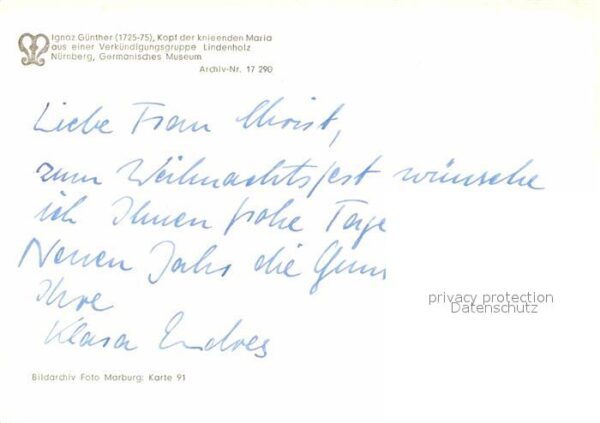 Christentum Kopf der knieenden Maria Ignaz Günther – Bild 2