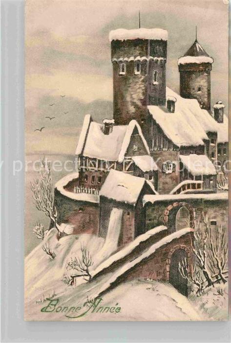 Neujahr Burg Schloss Schnee