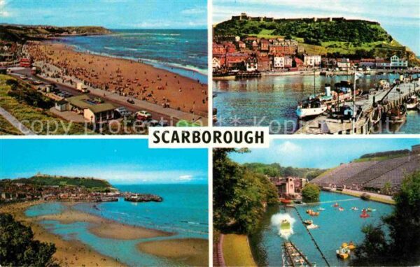 Scarborough UK North Bay South Sands and Old Harbour P