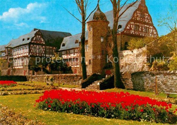 Idstein Schlossgasse Blumenbeet Stadtmauer Fach