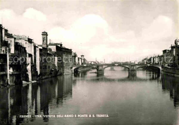 Firenze Florenz Veduta dell Arno e Ponte a S Trinita