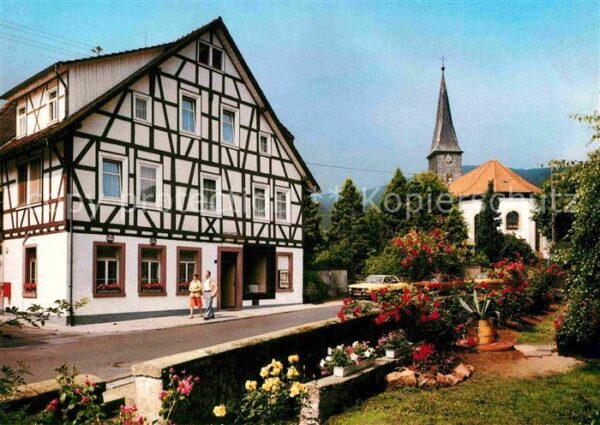 Schlierbach Lindenfels Odenwald Gästehaus Tannenhof Fachwerkhaus Kirche