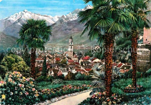 Merano Meran Gesamtansicht Kurort mit Texelgruppe