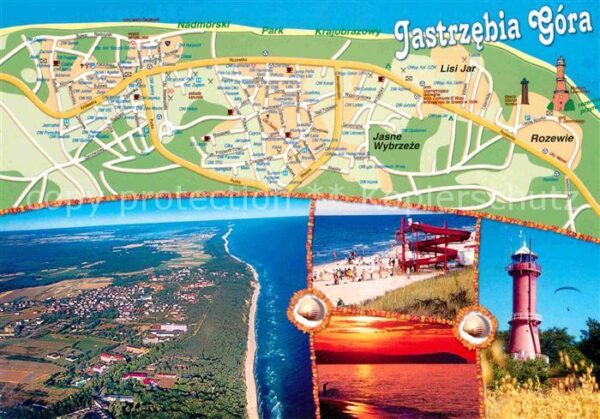 Jastrzebia Gora Fliegeraufnahme Strand Leuchtturm