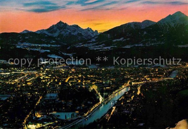 Innsbruck Stadtblick von der Hungerburg nach Sonn