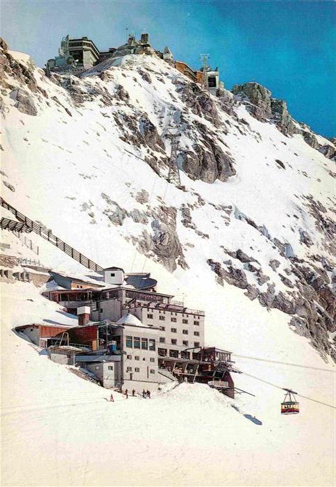 Zugspitze mit Hotel Schneefernerhaus und Gipfelba