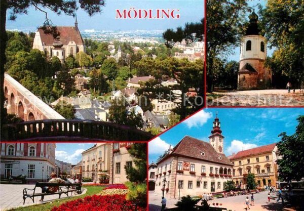 Moedling Panorama Kirche Turm Ortsmotive