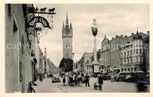 Straubing Theresienplatz Stadtturm Dreifaltigkeit