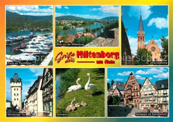 Miltenberg Main Blick von Mildenburg Kirche Yachthafen