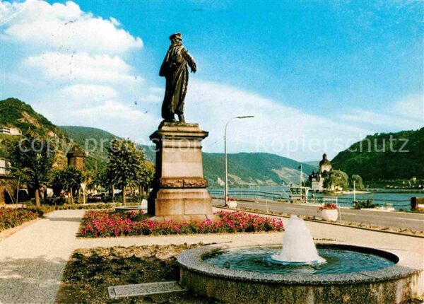 Kaub mit Blücherdenkmal und Pfalz