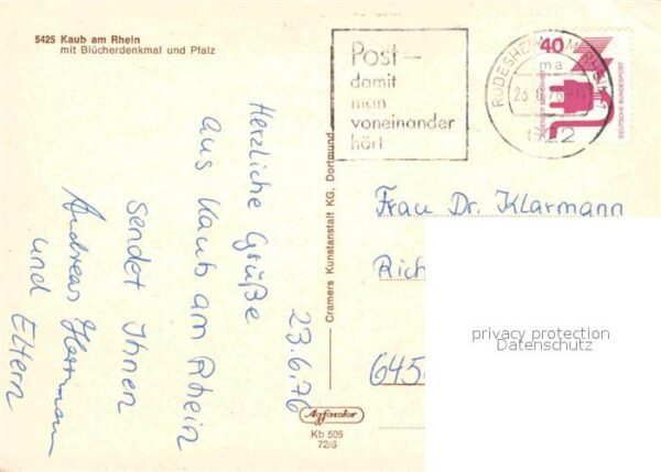 Kaub mit Blücherdenkmal und Pfalz – Bild 2