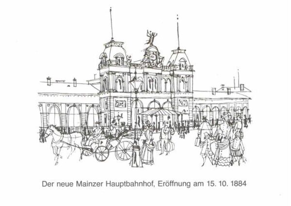 Mainz Rhein Hauptbahnhof Zeichnung zur Eröffnung am