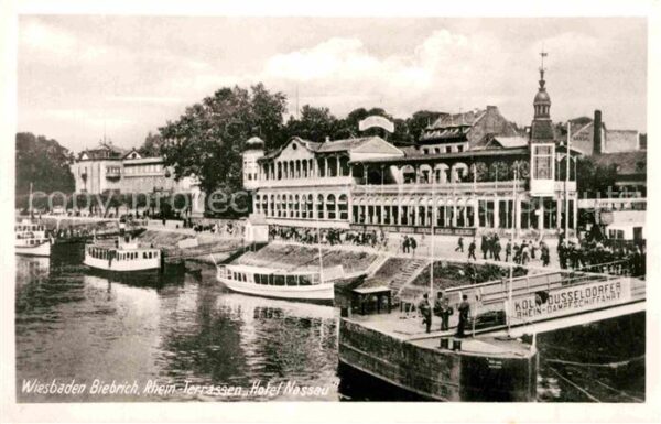Biebrich Wiesbaden Rheinterrassen Hotel Nassau Bootsanlege