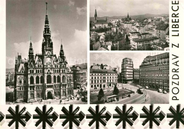 Liberec Rathaus Innenstadt Panorama Blick über