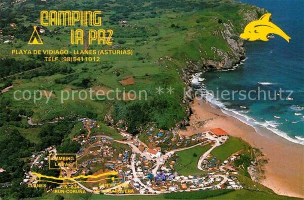 Playa de Vidiago Camping La Paz vista aerea