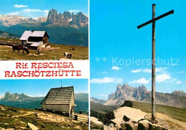 Raschoetzhuette Rifugio Resciesa Dolomiten Kreuz