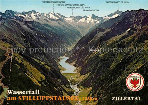 Mayrhofen Zillertal Wasserfall am Stilluppstausee mit Alpen