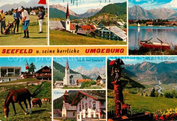 Seefeld Tirol und Umgebung Golfplatz Pferde See Alpen