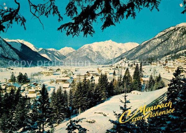 Maurach Achensee Winterpanorama Blick auf das Karwendelg