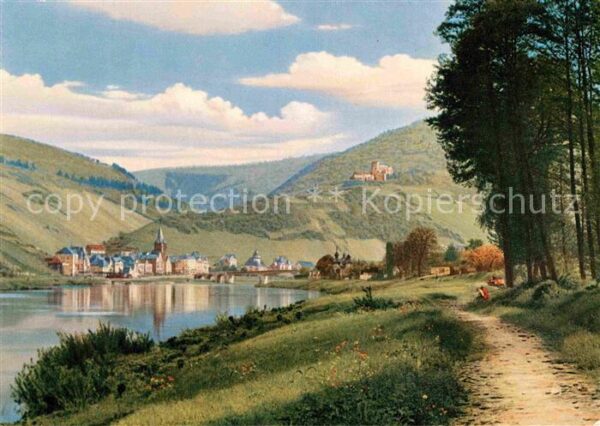 Bernkastel-Kues Moselpartie mit Ruine Landshut