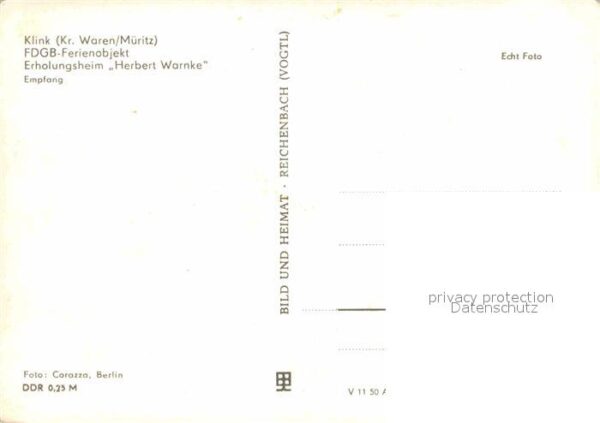 Klink Waren FDGB Erholungsheim Herbert Warnke Empfa – Bild 2