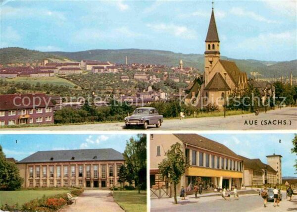 Aue Erzgebirge Panorama Kirche Kulturhaus Thälmann Kau