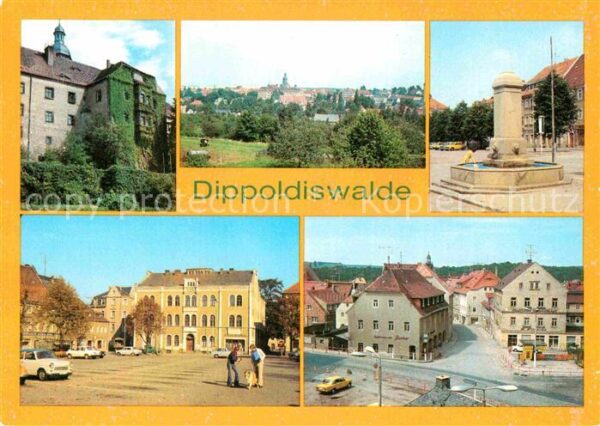 Dippoldiswalde Osterzgebirge Schloss Panorama Brunnen Platz der Juge
