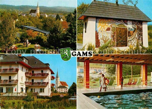 Gams Bad Ortsansicht mit Kirche Kurhotel Hallenb