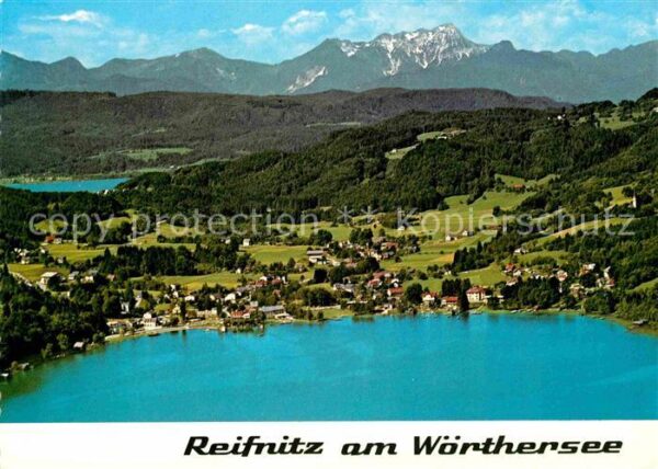 Reifnitz Woerthersee mit Mittagskogel Karawanken Fliegeraufn