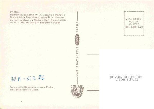 Praha Prahy Prague Bertramka pamatnik W.A. Mozarta – Bild 2