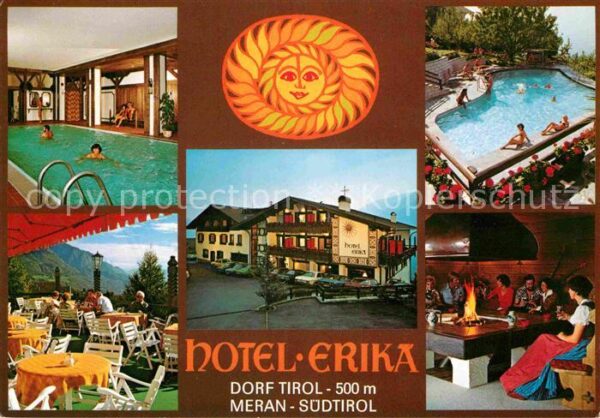 Dorf Tirol Hotel Erika Hallenbad Terrasse Gastraum