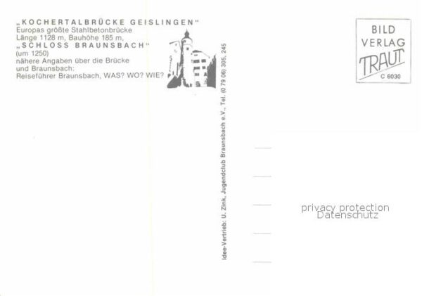Braunsbach Wuerttemberg Kochertalbrücke Geislingen Schloss Brau – Bild 2