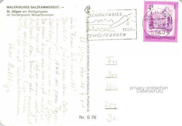 St Gilgen Wolfgangsee Mozartbrunnen Dorfmotiv – Bild 2