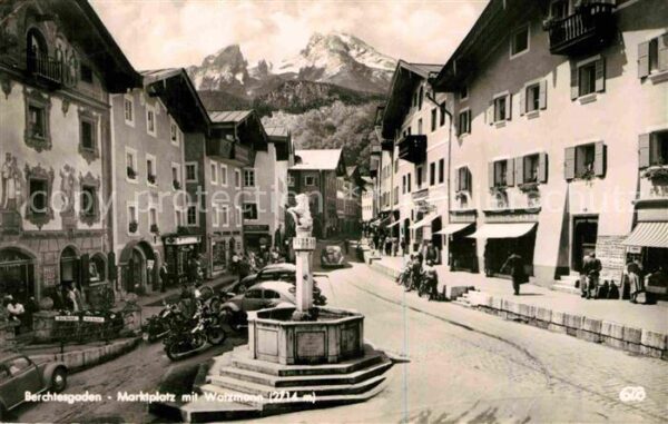 Berchtesgaden Marktplatz Brunnen Watzmann