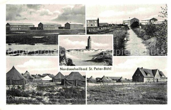St Peter-Ording Teilansicht Böhl mit Leuchtturm