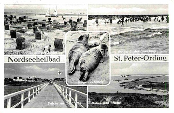St Peter-Ording Strand Brücke zur Sandbank Brandung See