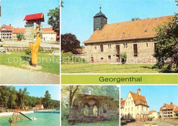 Georgenthal Gotha Wanderwegweiser Kirche Waldbad Ruine de