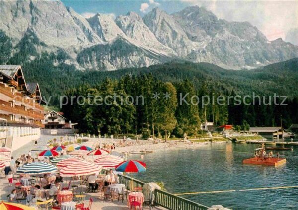 Eibsee Eibseehotel und Pavillon mit Riffelwand