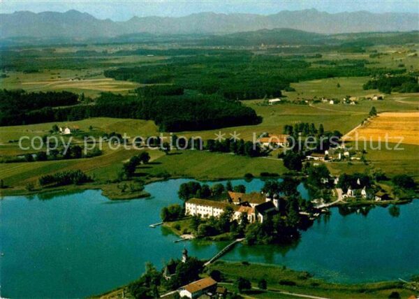 Seeon Klostersee Inselschloss Kloster Seeon Fliegeraufna