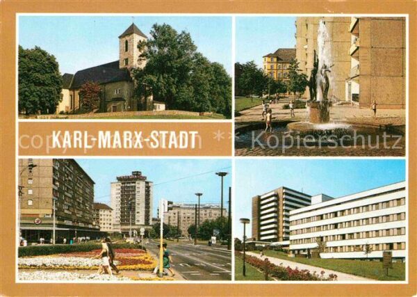 Karl-Marx-Stadt Johanniskirche Brunnen mit Plastik Juge