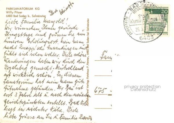 Bad Soden-Salmuenster Parksanatorium KG Aufenthaltsraum Speis – Bild 2