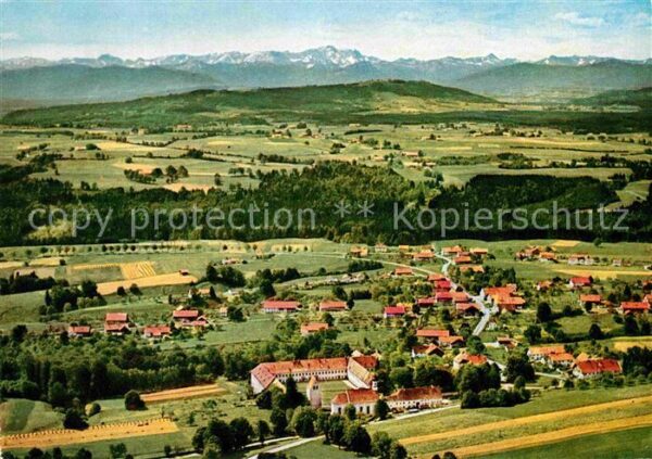 Wessobrunn Fliegeraufnahme mit Kloster und Zugspit