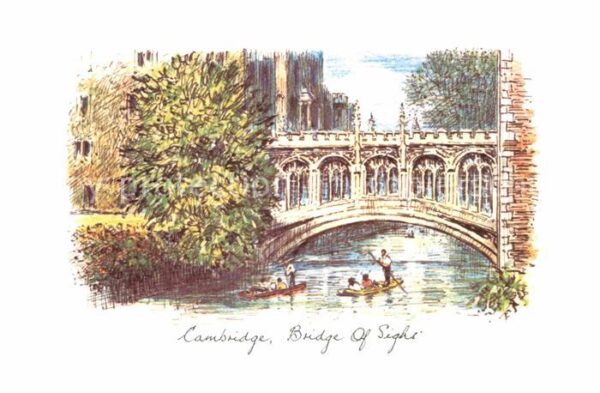 Cambridge Cambridgeshire Brigde Künstlerkarte